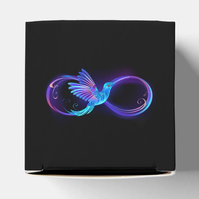 Neon Infinity Symbol with Glowing Hummingbird Favor Box (Top)