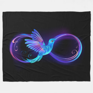 Neon Infinity Symbol with Glowing Hummingbird Fleece Blanket