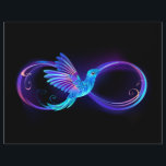 Neon Infinity Symbol with Glowing Hummingbird Flyer<br><div class="desc">Glowing,  purple infinity symbol with flying,  luminous,  blue hummingbird on black background. Neon.</div>