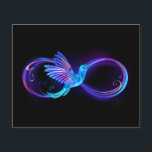 Neon Infinity Symbol with Glowing Hummingbird Flyer<br><div class="desc">Glowing,  purple infinity symbol with flying,  luminous,  blue hummingbird on black background. Neon.</div>