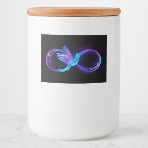 Neon Infinity Symbol with Glowing Hummingbird Food Label