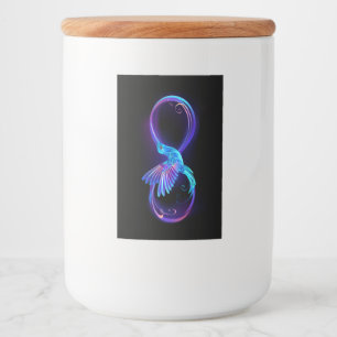 Neon Infinity Symbol with Glowing Hummingbird Food Label