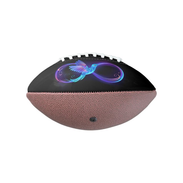 Neon Infinity Symbol with Glowing Hummingbird Football (Rotated 270)