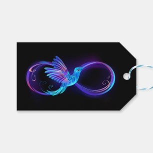 Neon Infinity Symbol with Glowing Hummingbird Gift Tags