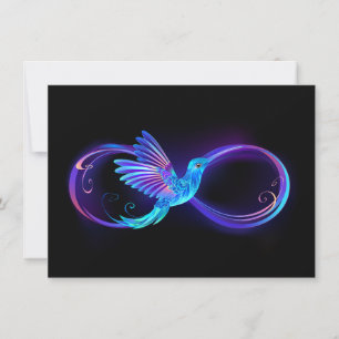Neon Infinity Symbol with Glowing Hummingbird Invitation