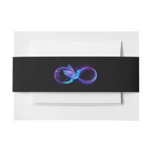 Neon Infinity Symbol with Glowing Hummingbird Invitation Belly Band