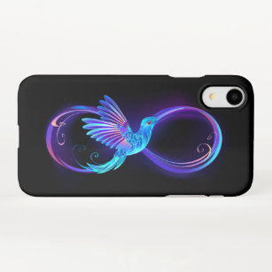 Neon Infinity Symbol with Glowing Hummingbird iPhone XR Case