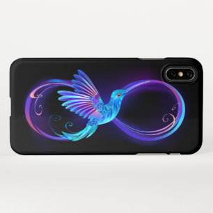 Neon Infinity Symbol with Glowing Hummingbird iPhone XS Max Case