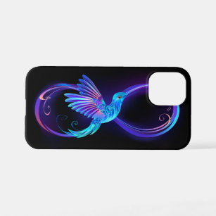 Neon Infinity Symbol with Glowing Hummingbird iPhone 12 Mini Case