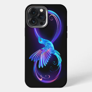 Neon Infinity Symbol with Glowing Hummingbird iPhone 13 Pro Max Case