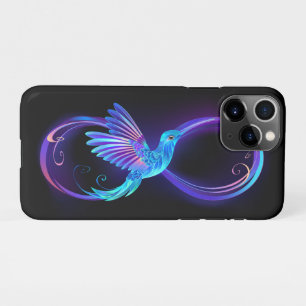 Neon Infinity Symbol with Glowing Hummingbird iPhone 11Pro Case