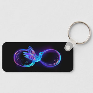 Neon Infinity Symbol with Glowing Hummingbird Keychain