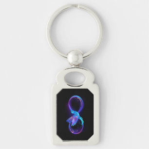 Neon Infinity Symbol with Glowing Hummingbird Keychain