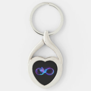 Neon Infinity Symbol with Glowing Hummingbird Keychain