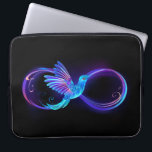 Neon Infinity Symbol with Glowing Hummingbird Laptop Sleeve<br><div class="desc">Glowing,  purple infinity symbol with flying,  luminous,  blue hummingbird on black background. Neon.</div>