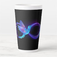 Neon Infinity Symbol with Glowing Hummingbird