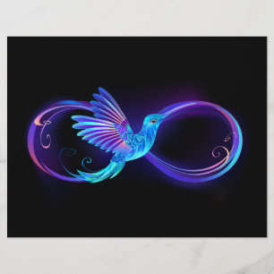 Neon Infinity Symbol with Glowing Hummingbird Letterhead