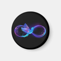 Neon Infinity Symbol with Glowing Hummingbird