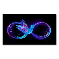 Neon Infinity Symbol with Glowing Hummingbird