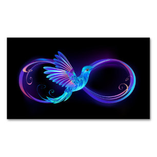 Neon Infinity Symbol with Glowing Hummingbird Magnetic Business Card