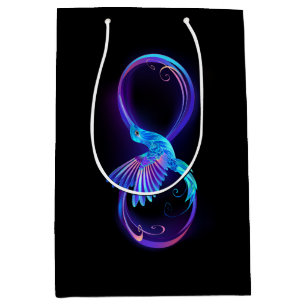 Neon Infinity Symbol with Glowing Hummingbird Medium Gift Bag