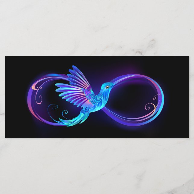 Neon Infinity Symbol with Glowing Hummingbird Menu (Front)