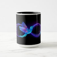 Neon Infinity Symbol with Glowing Hummingbird