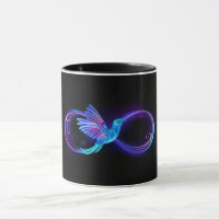 Neon Infinity Symbol with Glowing Hummingbird