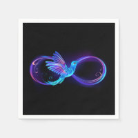 Neon Infinity Symbol with Glowing Hummingbird