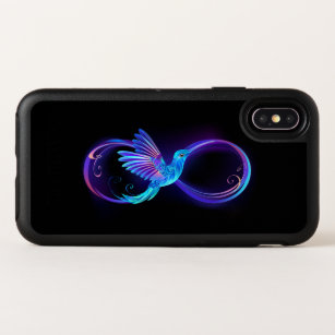 Neon Infinity Symbol with Glowing Hummingbird OtterBox Symmetry iPhone XS Case