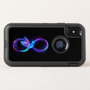 Neon Infinity Symbol with Glowing Hummingbird OtterBox Defender iPhone XS Case