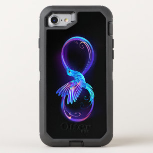 Neon Infinity Symbol with Glowing Hummingbird OtterBox Defender iPhone 8/7 Case