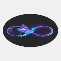 Neon Infinity Symbol with Glowing Hummingbird