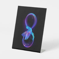 Neon Infinity Symbol with Glowing Hummingbird