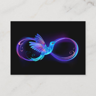 Neon Infinity Symbol with Glowing Hummingbird Place Card