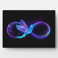 Neon Infinity Symbol with Glowing Hummingbird