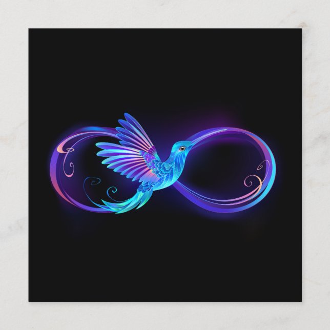 Neon Infinity Symbol with Glowing Hummingbird Program (Front)