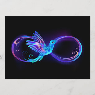 Neon Infinity Symbol with Glowing Hummingbird Program