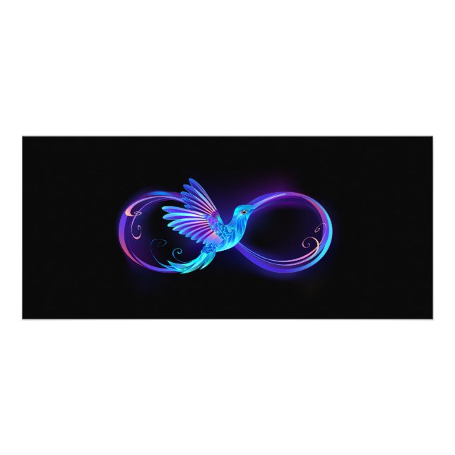 Neon Infinity Symbol with Glowing Hummingbird Rack Card (Front)