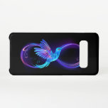 Neon Infinity Symbol with Glowing Hummingbird Samsung Galaxy Case<br><div class="desc">Glowing,  purple infinity symbol with flying,  luminous,  blue hummingbird on black background. Neon.</div>