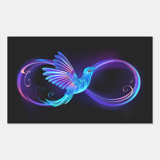 Neon Infinity Symbol with Glowing Hummingbird Sticker (Front)