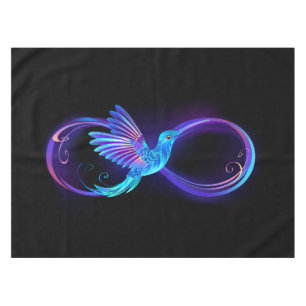 Neon Infinity Symbol with Glowing Hummingbird Tablecloth