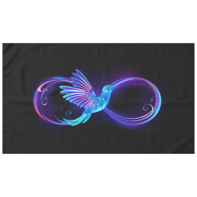 Neon Infinity Symbol with Glowing Hummingbird Tablecloth (Front (Horizontal))