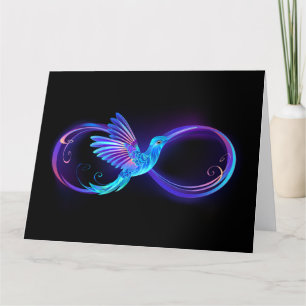Neon Infinity Symbol with Glowing Hummingbird Thank You Card