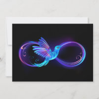 Neon Infinity Symbol with Glowing Hummingbird