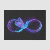 Neon Infinity Symbol with Glowing Hummingbird