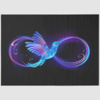 Neon Infinity Symbol with Glowing Hummingbird