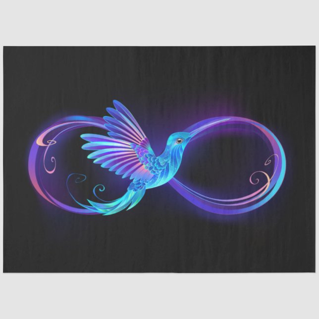 Neon Infinity Symbol with Glowing Hummingbird Tissue Paper (Front)
