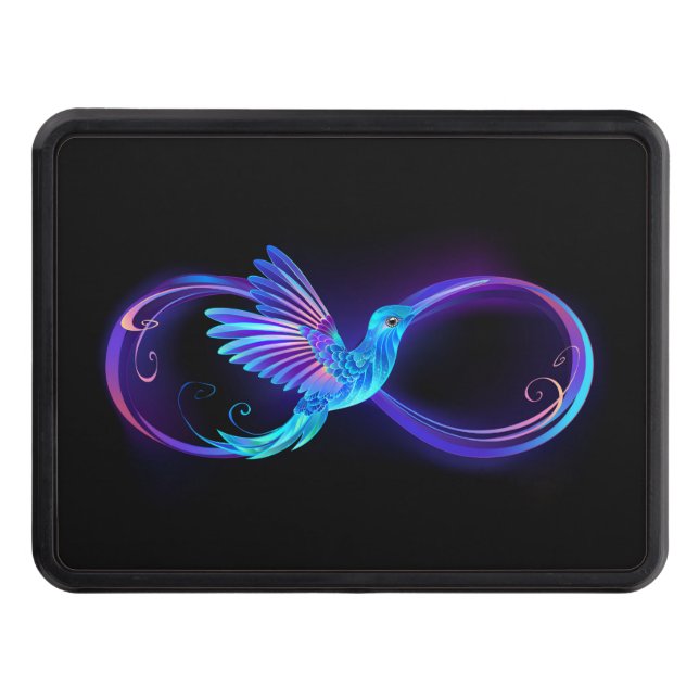Neon Infinity Symbol with Glowing Hummingbird Trailer Hitch Cover (Front)