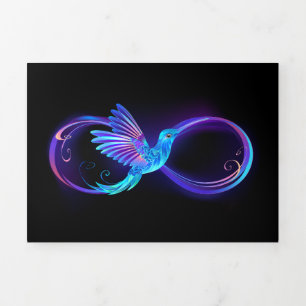 Neon Infinity Symbol with Glowing Hummingbird Tri-Fold Announcement